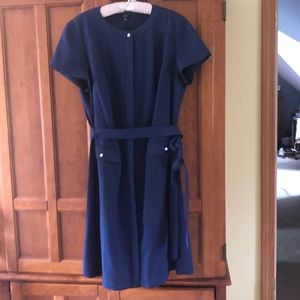 Gorgeous navy button up dress with pearl detail.